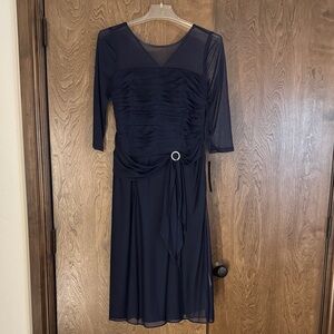 Scarlett Navy Long Dress with Elegant Detail 8P NWT